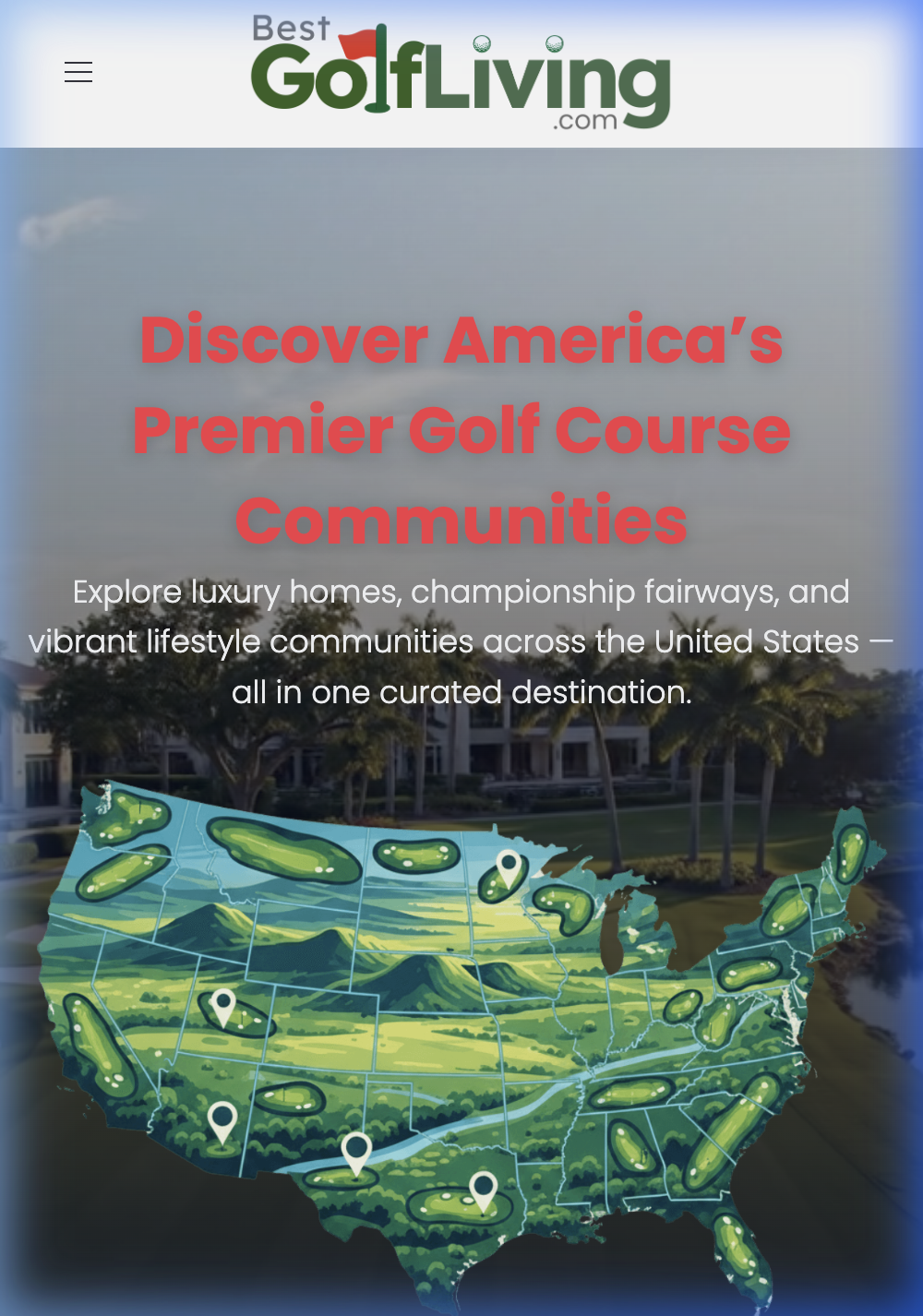 Best Golf Living Homepage Screenshot